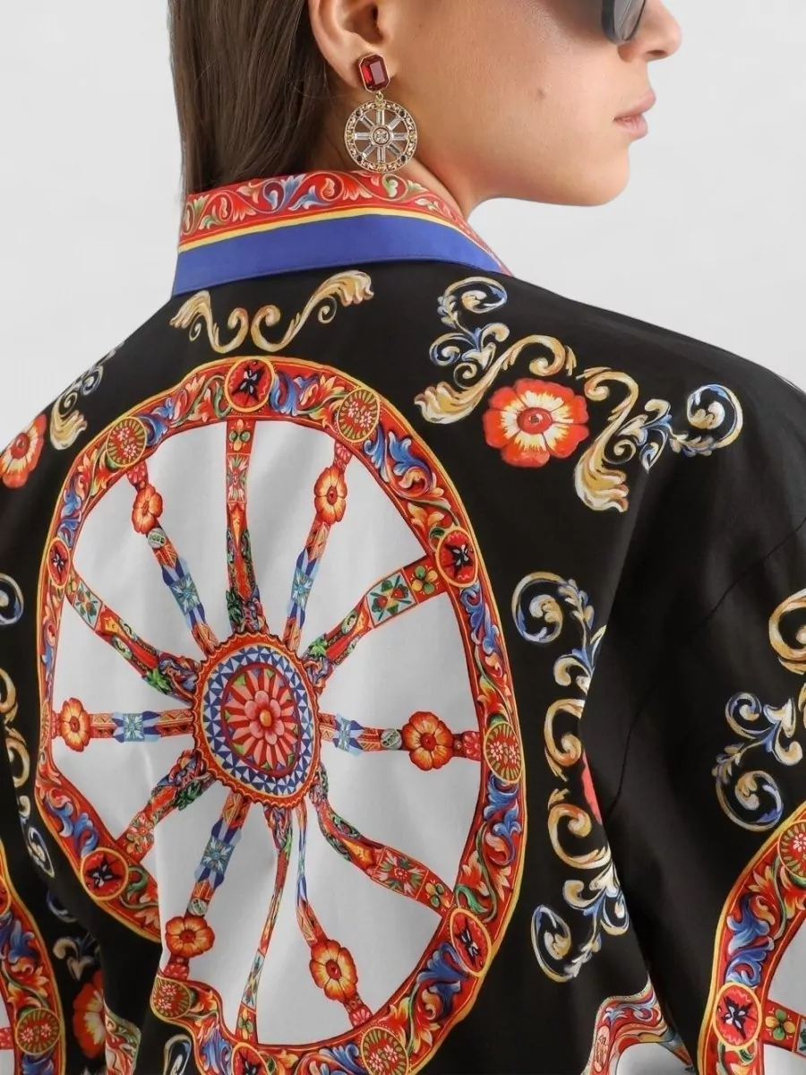 Dolce&Gabbana Cotton Cropped Carretto Print Shirt