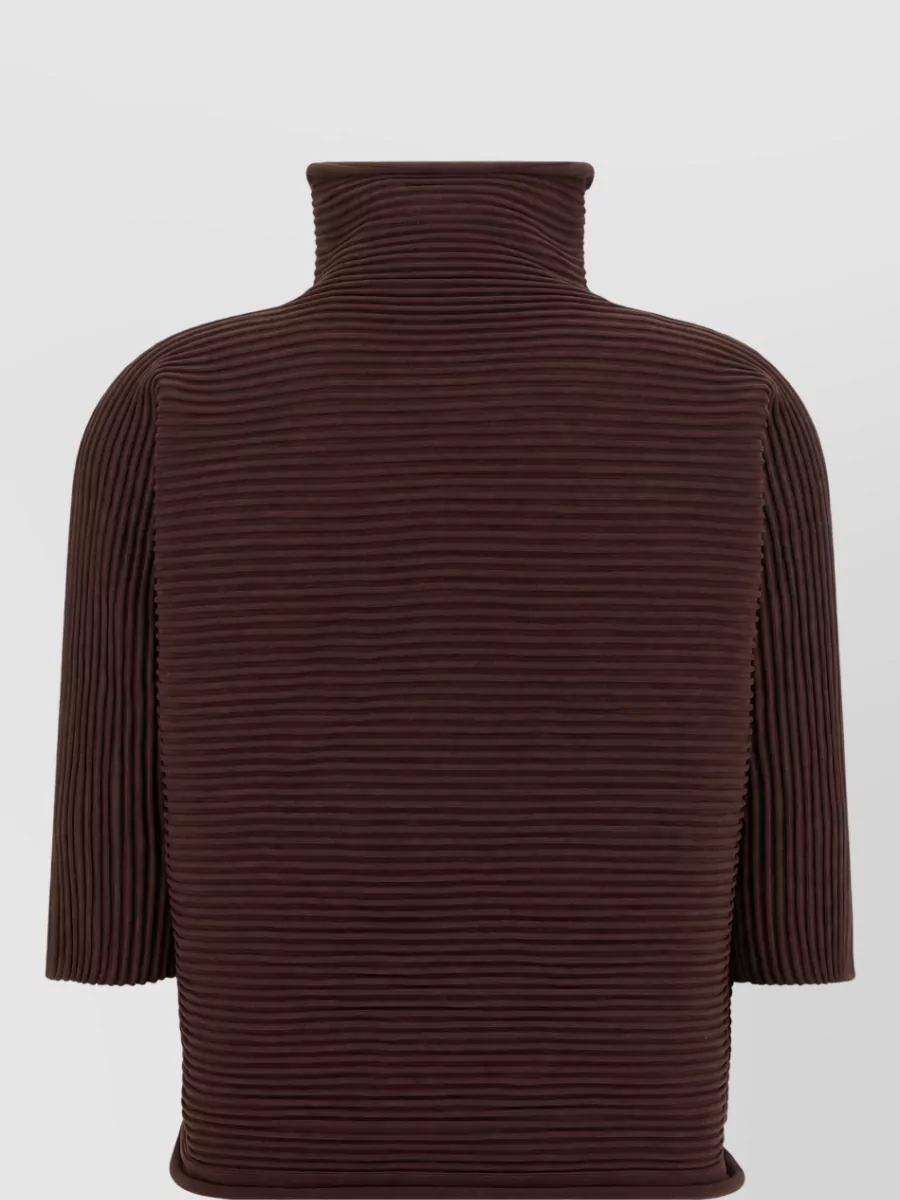 Pleats Please Issey Miyake Ribbed High Neck Jumper