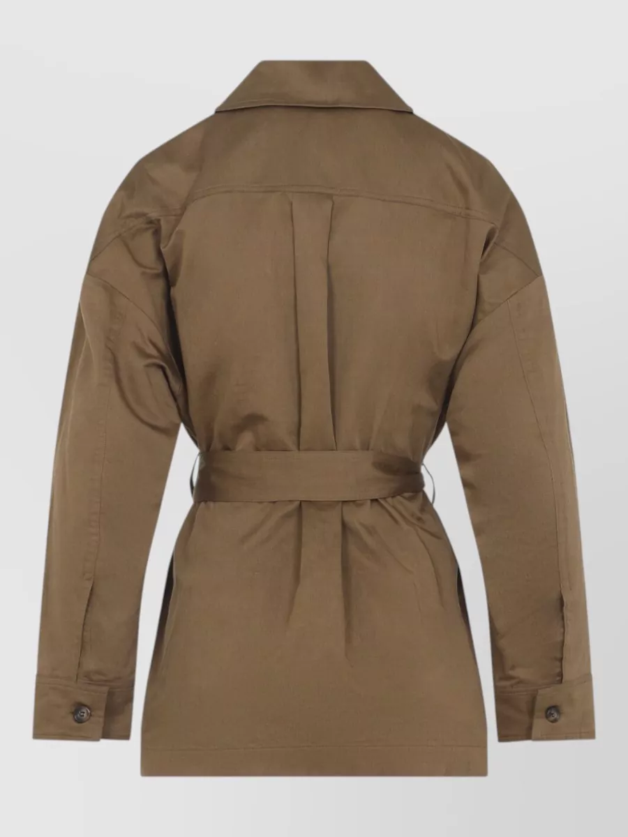 Yves Salomon Cotton Linen Belted Shirt Jacket