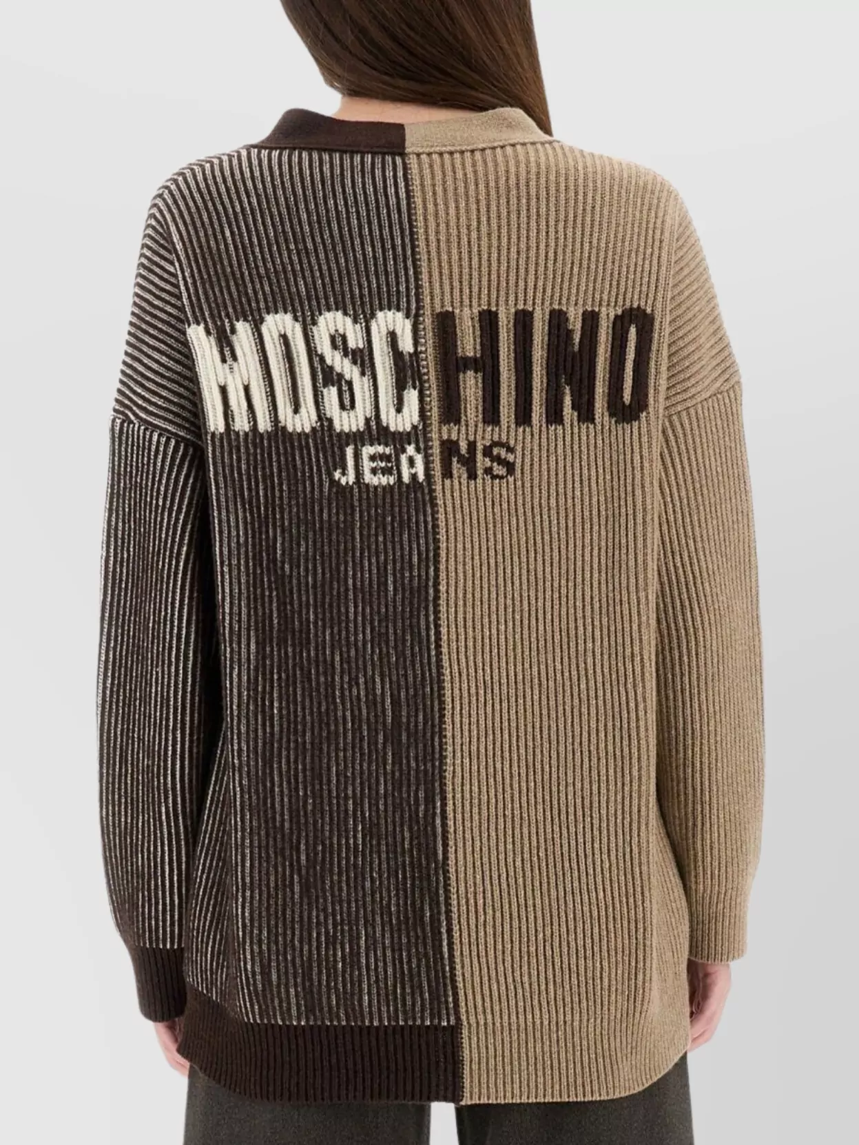 Moschino Knitwear V Neck Long Sleeves Ribbed Texture