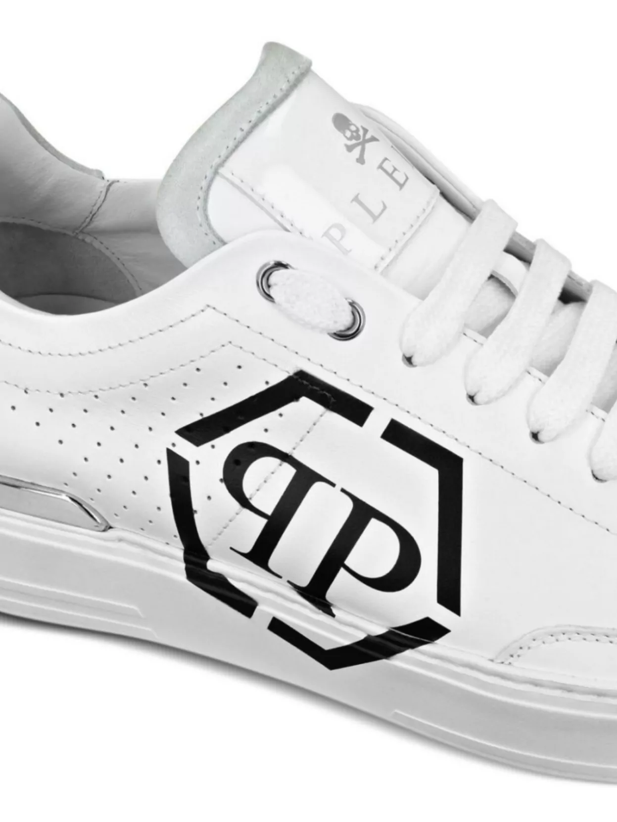 Philipp Plein Perforated Leather Sneakers Logo Detail