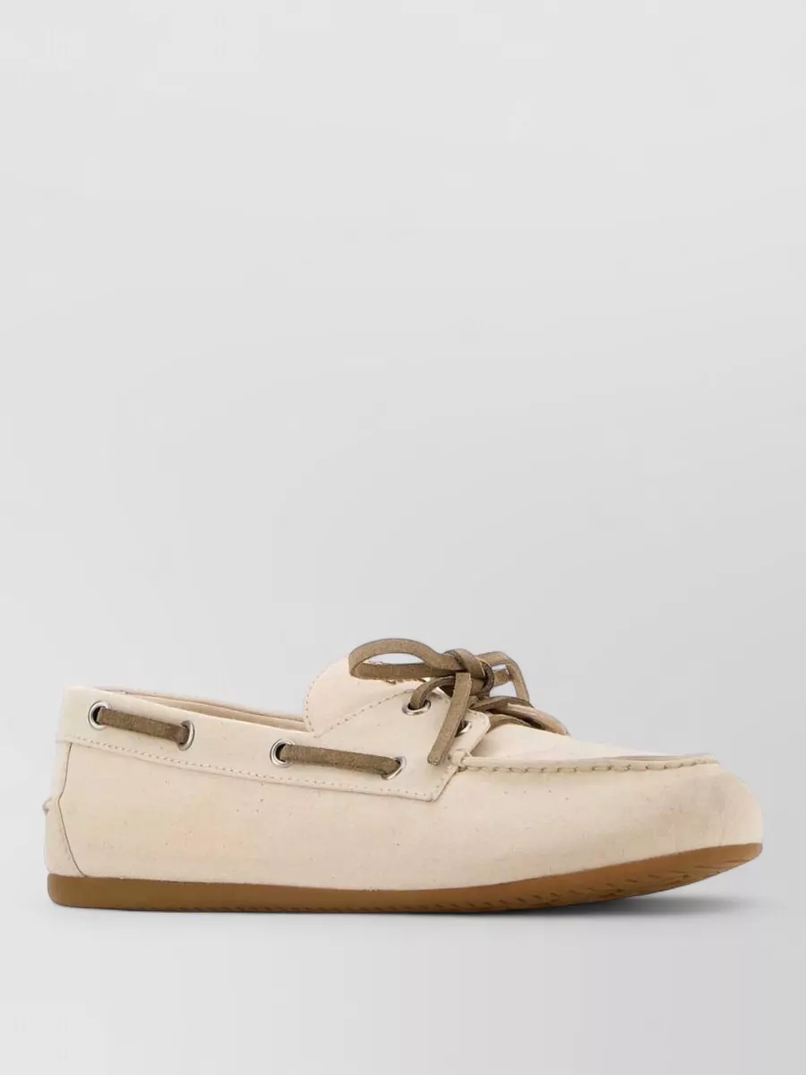 Miu Miu Canvas lace up loafers rubber sole | The Fashion Square