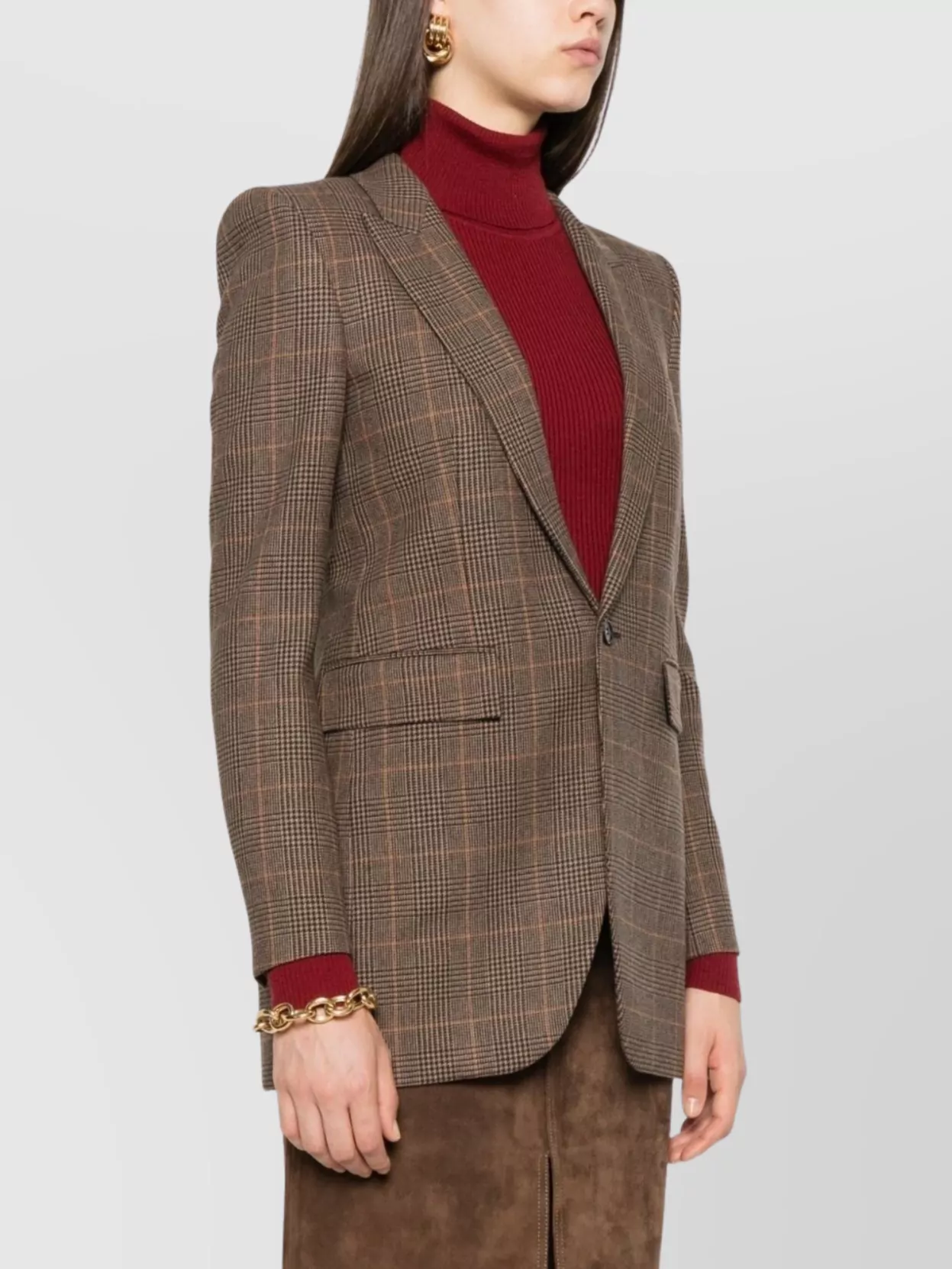 Saint Laurent Blazer Checked Pattern Flap Pockets In Pink