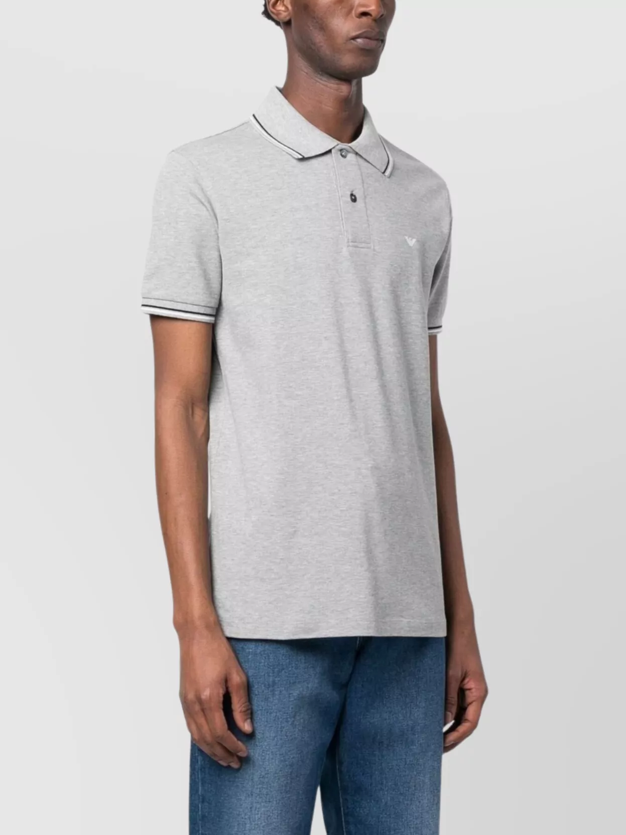 Emporio Armani Shirt With Collar And Side Slits In Gray