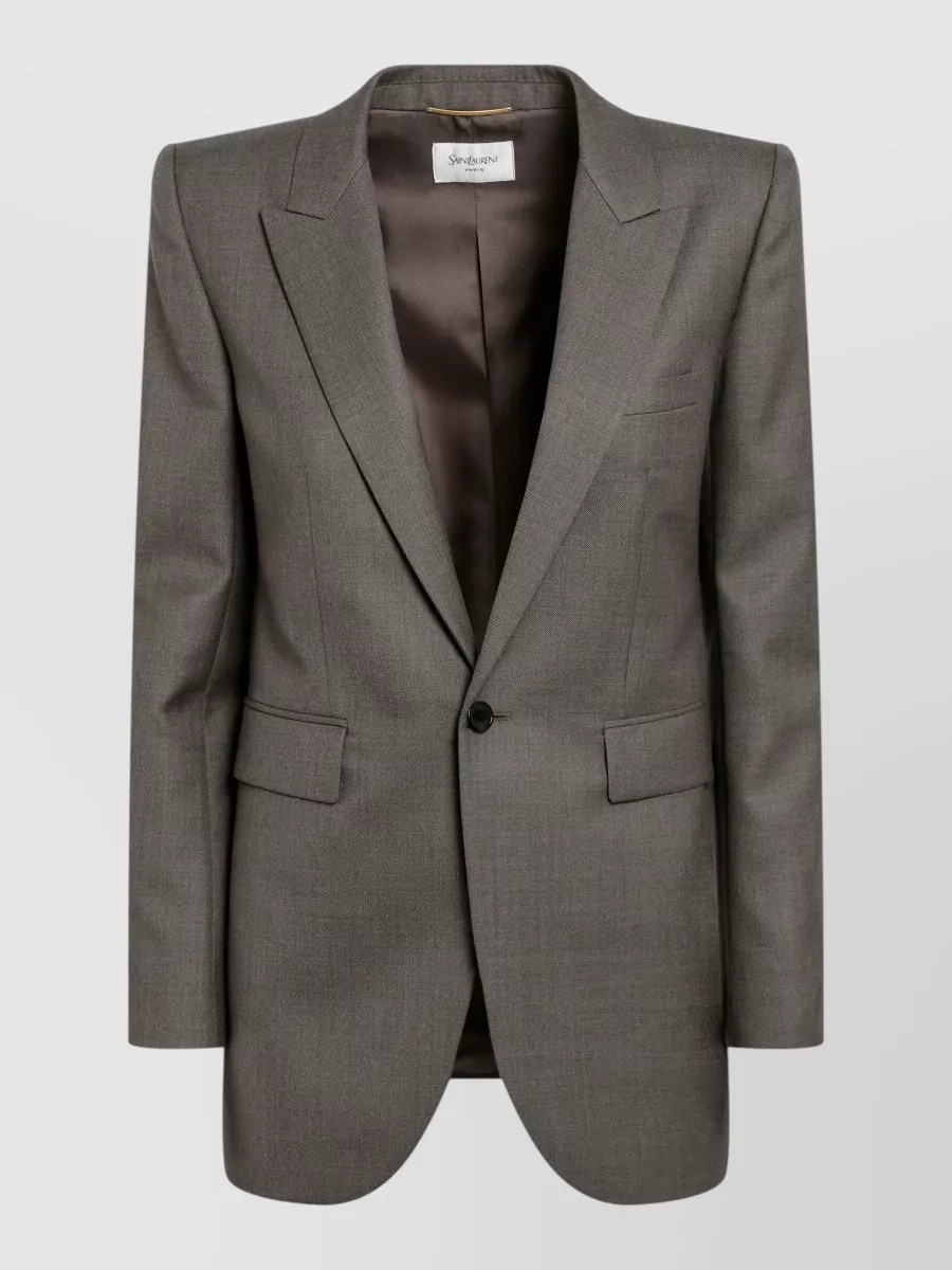 Saint Laurent Tailored Jacket Back Vent Notched Lapels In Gray