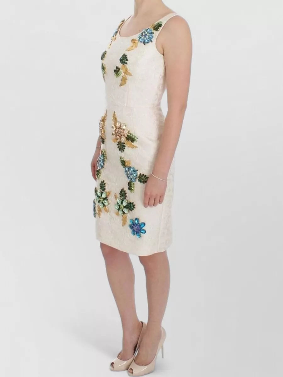 Dolce&Gabbana Silk Sleeveless Floral Brocade Knee-Length Dress