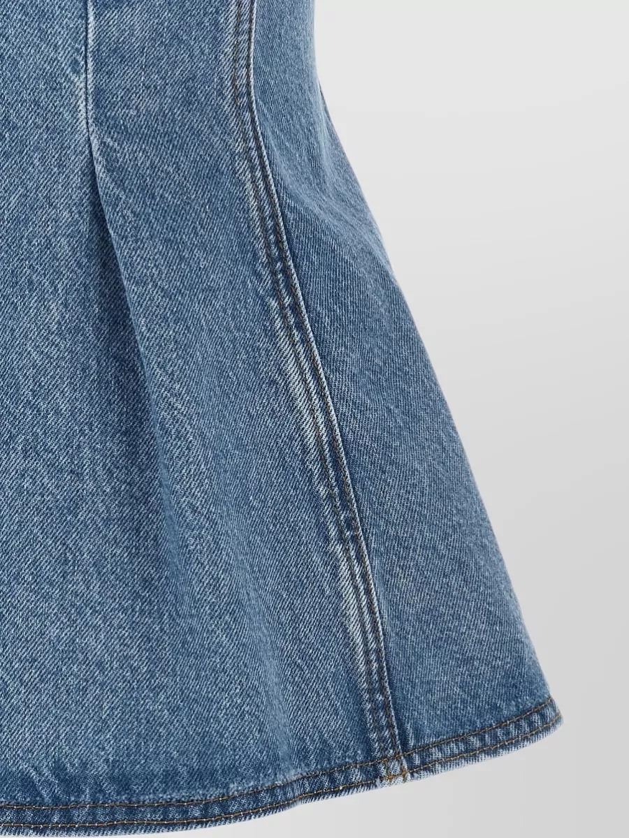 Rotate Birger Christensen Denim Flare Sleeveless Top Fitted Pockets