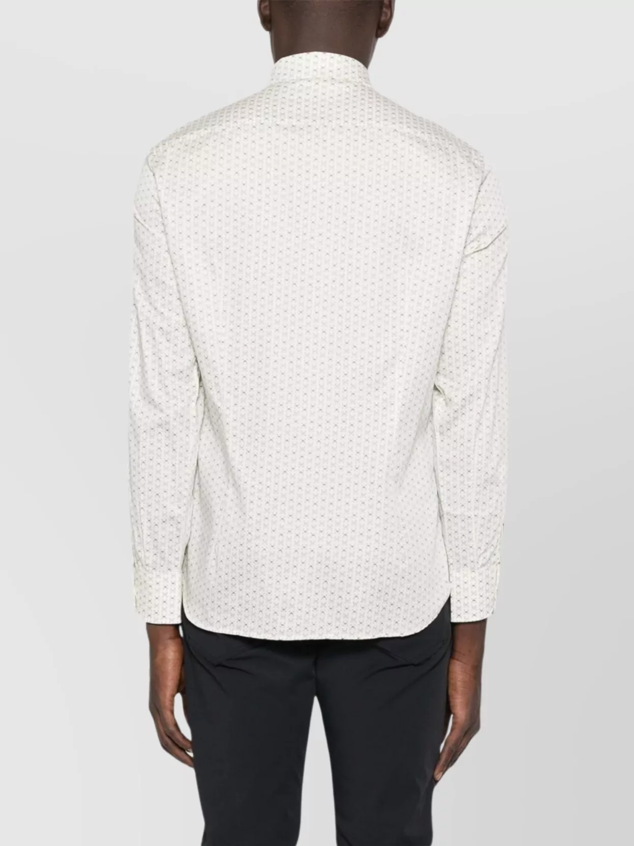Emporio Armani Geometric Print Cotton Shirt With Button-down Collar In White