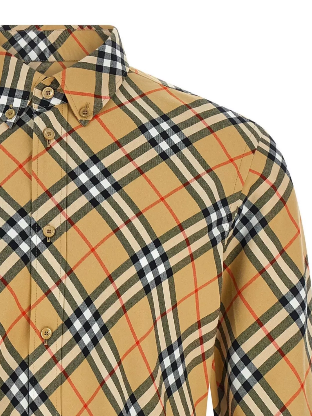 Burberry Checked Pattern Long Sleeve Button-Down Shirt
