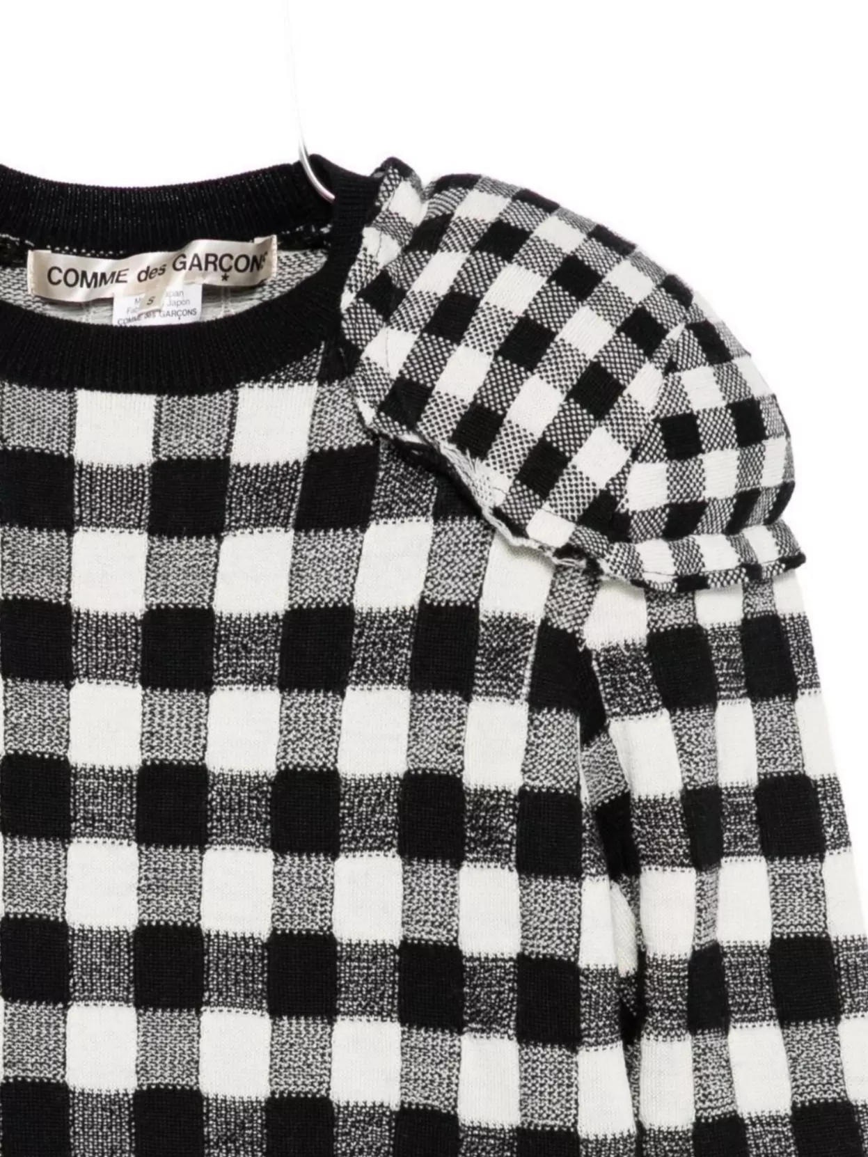 Comme Des Garçons Gingham Check Long Sleeve Crew Neck Top