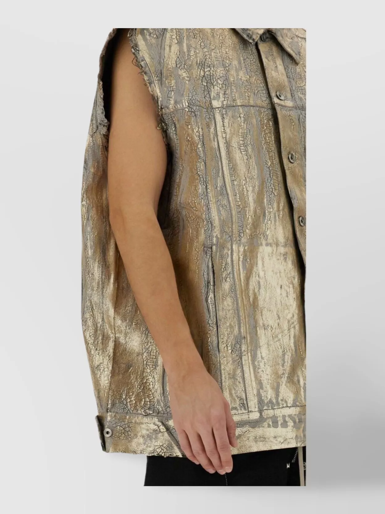 Rick Owens Drkshdw Distressed Metallic Sleeveless Textured Vest