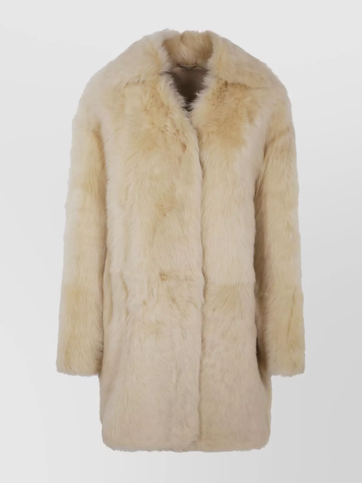 Loulou Studio Faux Fur Long Sleeve Coat With Pockets