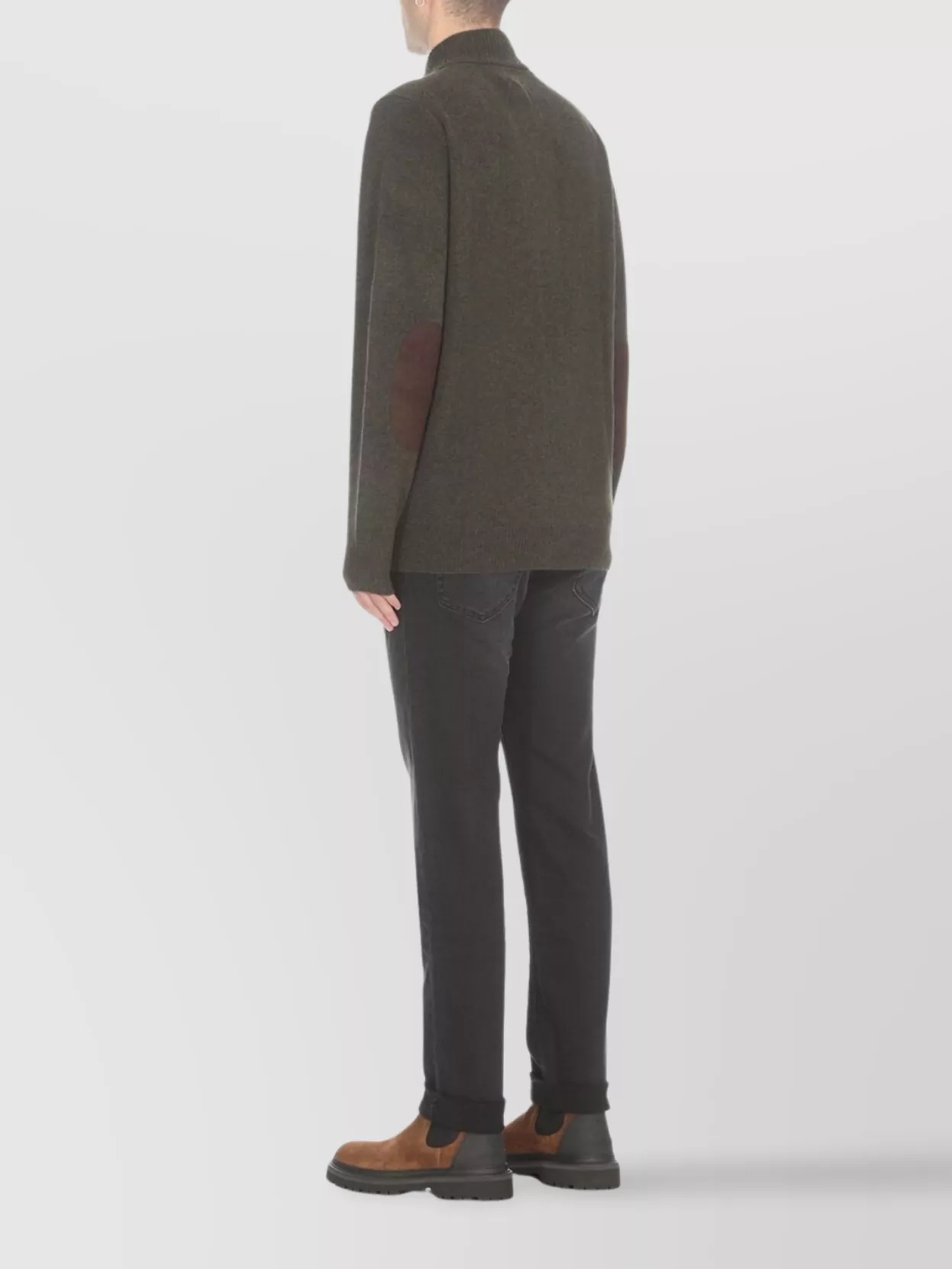 Barbour Sweater High Neck Elbow Patches In Green