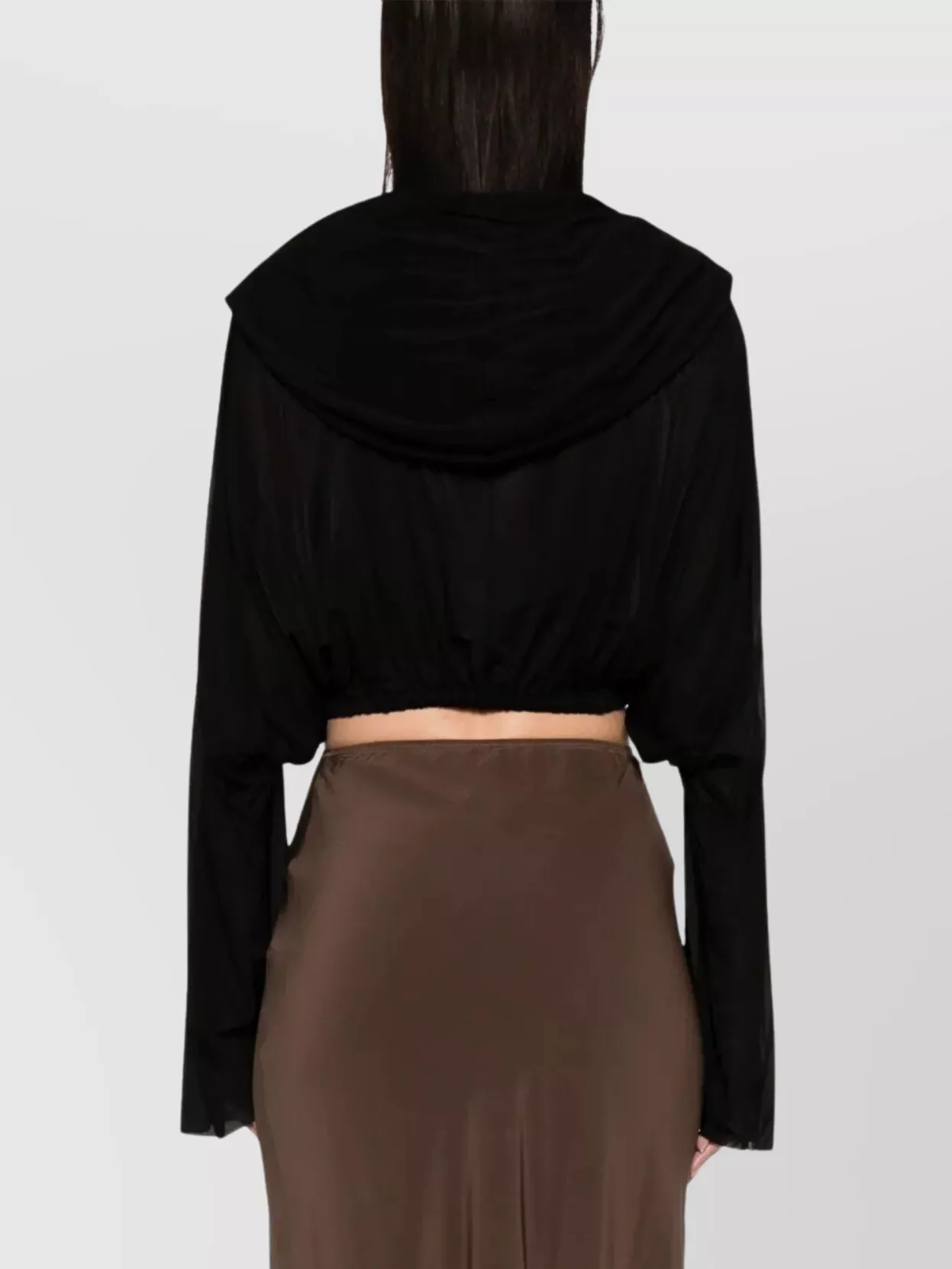 Rick Owens Black Hollywood Cropped Hooded Tunic Top