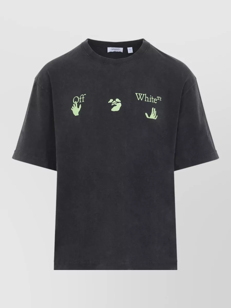 Off-White Cotton Logo Print T-Shirt
