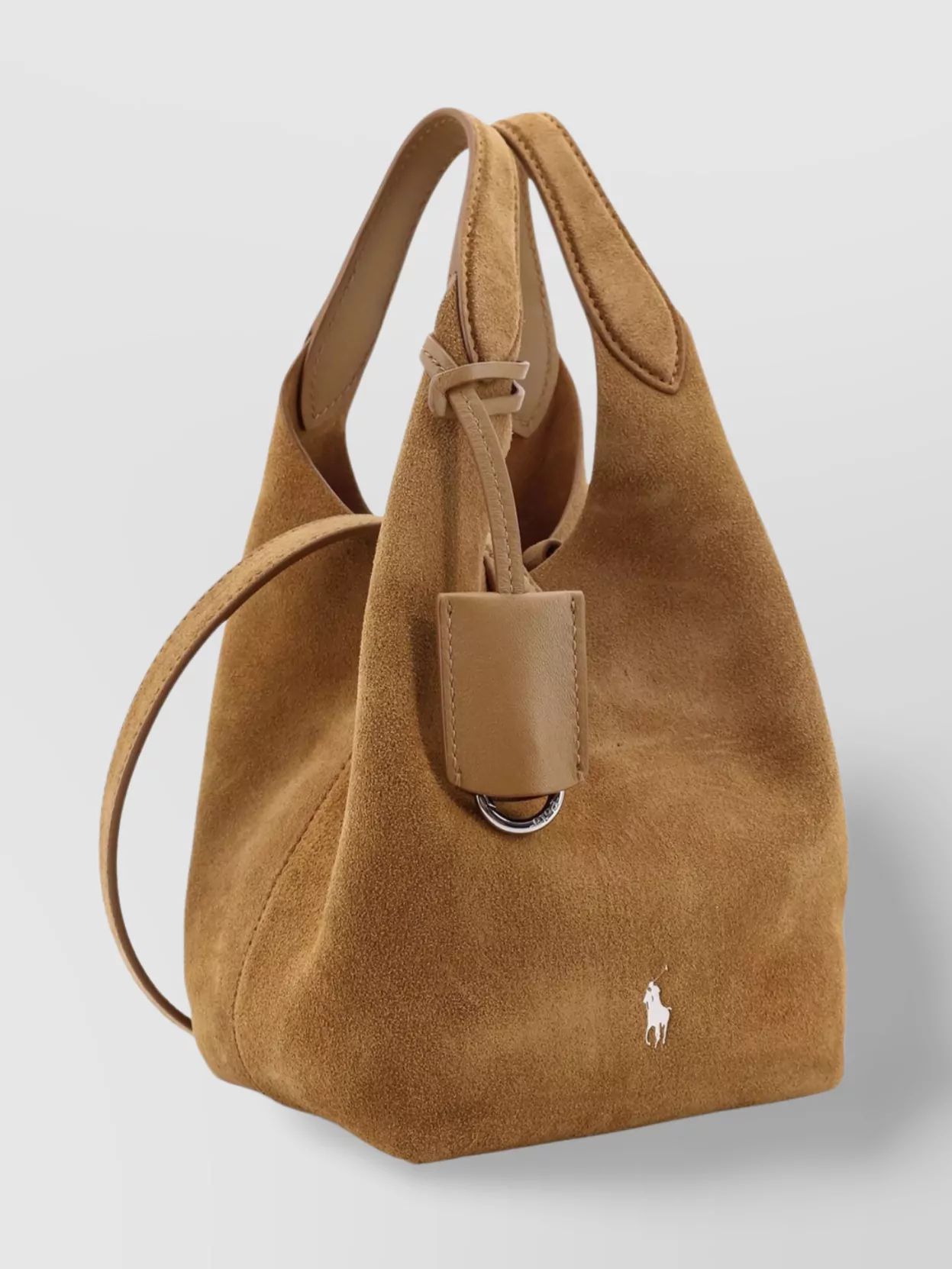 Polo Ralph Lauren Suede Bucket Bag Logo Keyring
