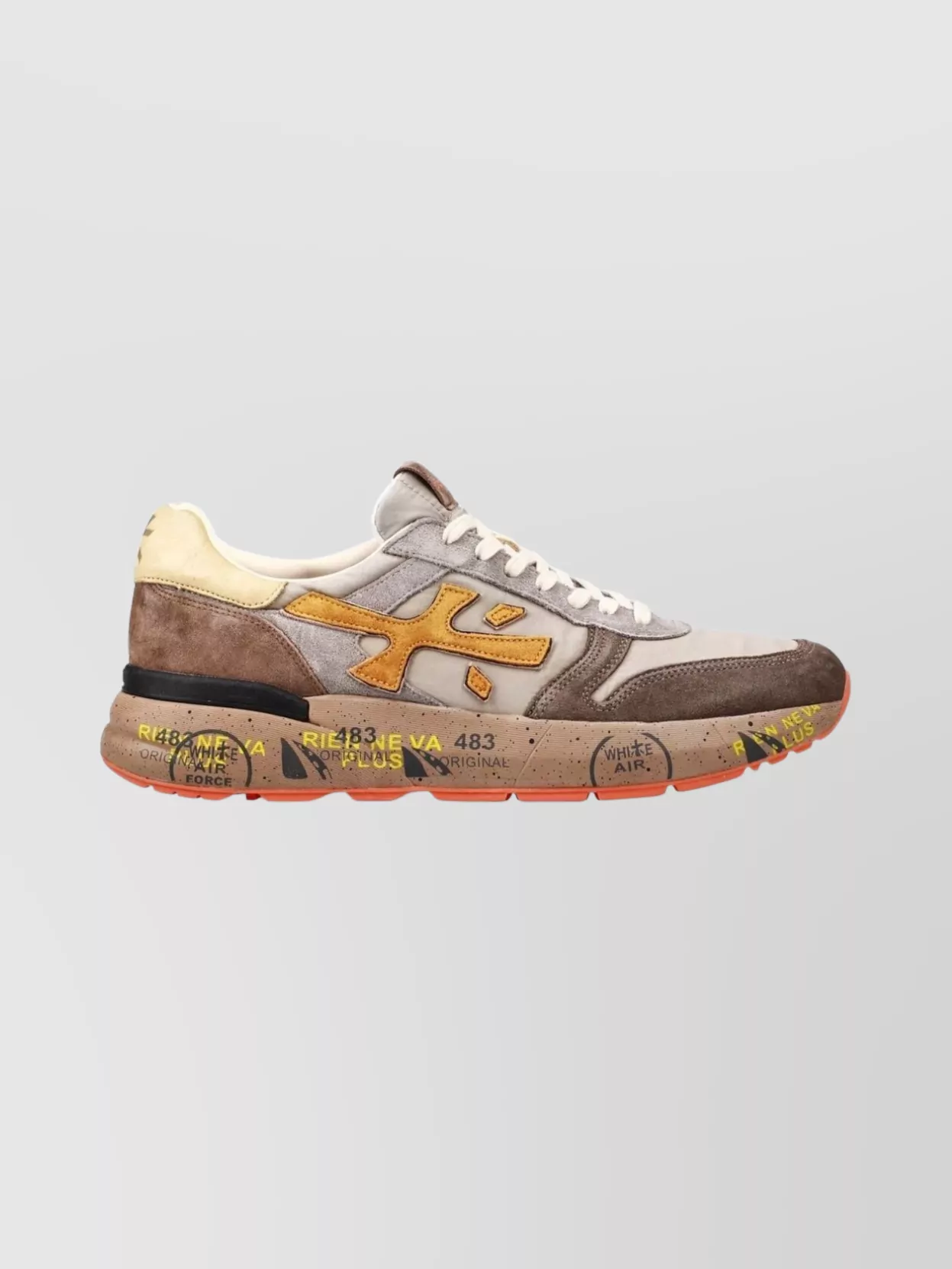 Premiata Logo Sneakers With Round Toe And Panels