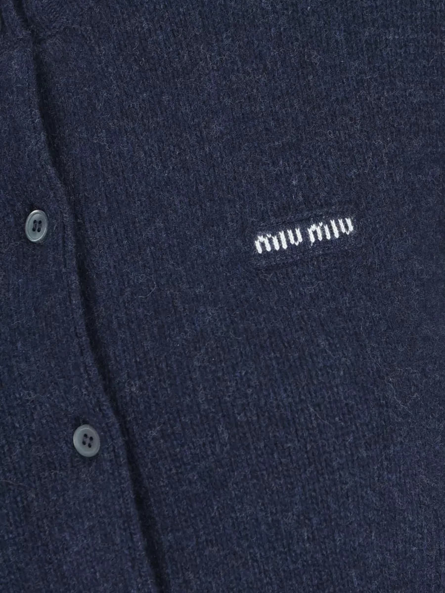 Miu Miu Cashmere Wool Cropped Crewneck Cardigan