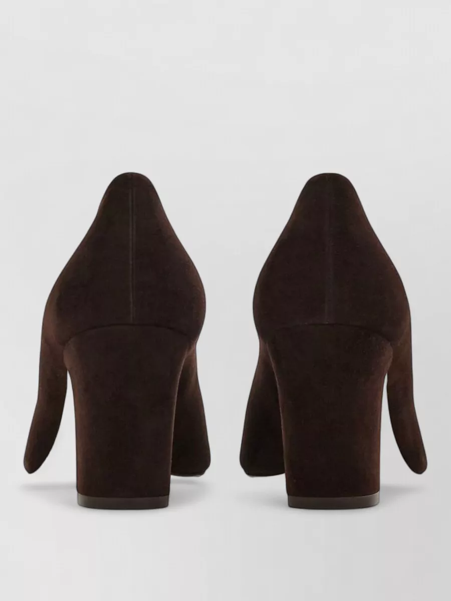 Ferragamo Leather Block Heel Pumps