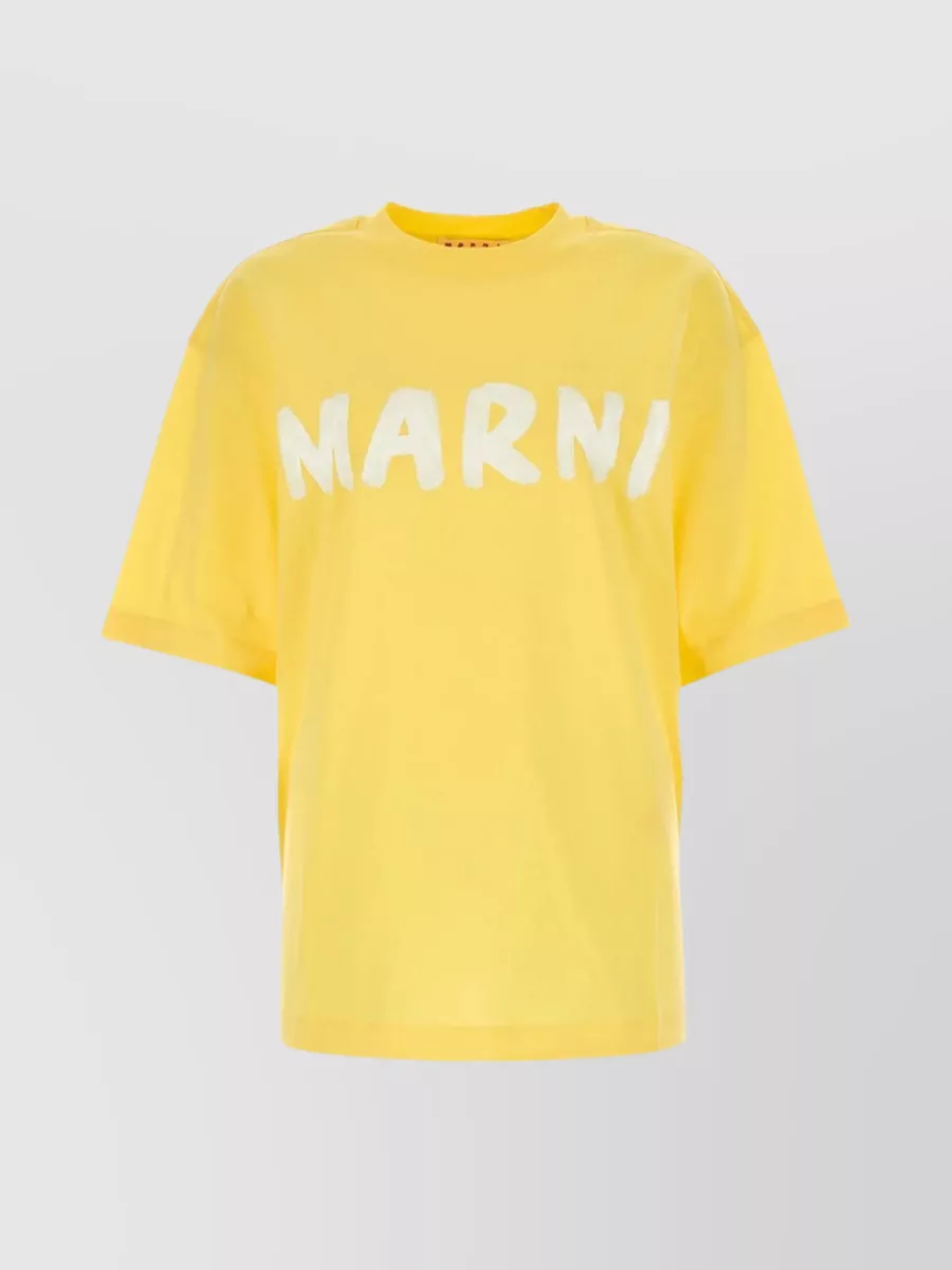 Shop Marni Relaxed Fit Cotton T-shirt In Yellow