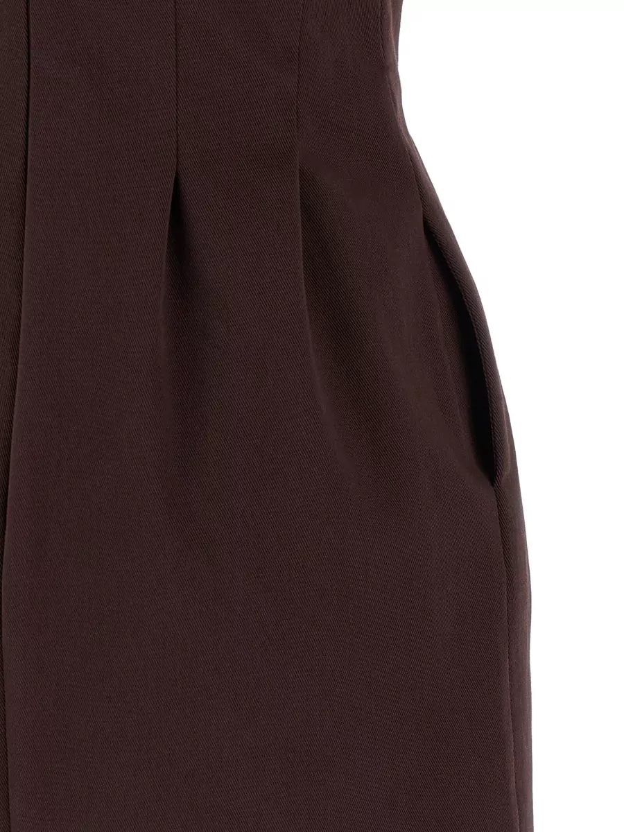 Elisabetta Franchi V Neck Sleeveless Dress Gold Tone Detail