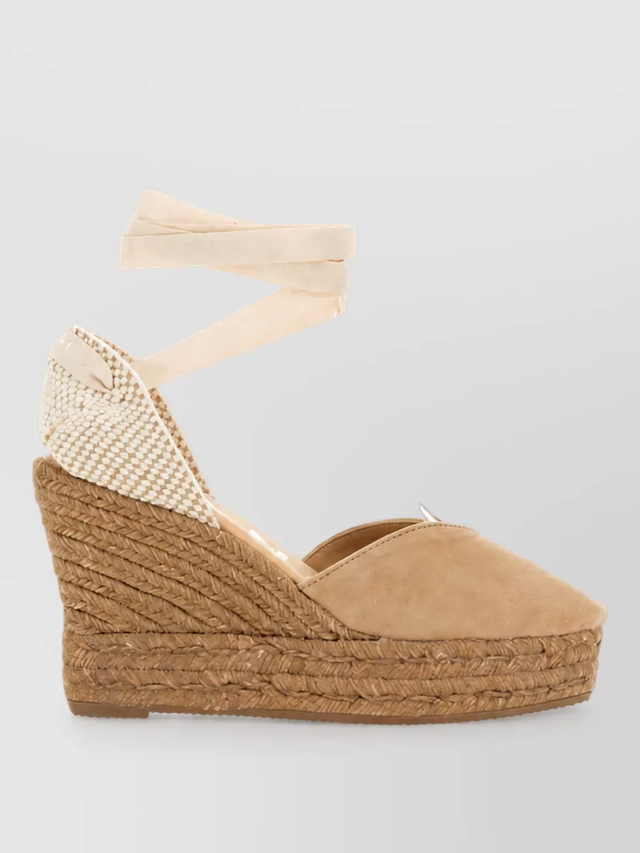 Manebi Leather Wedge Espadrilles