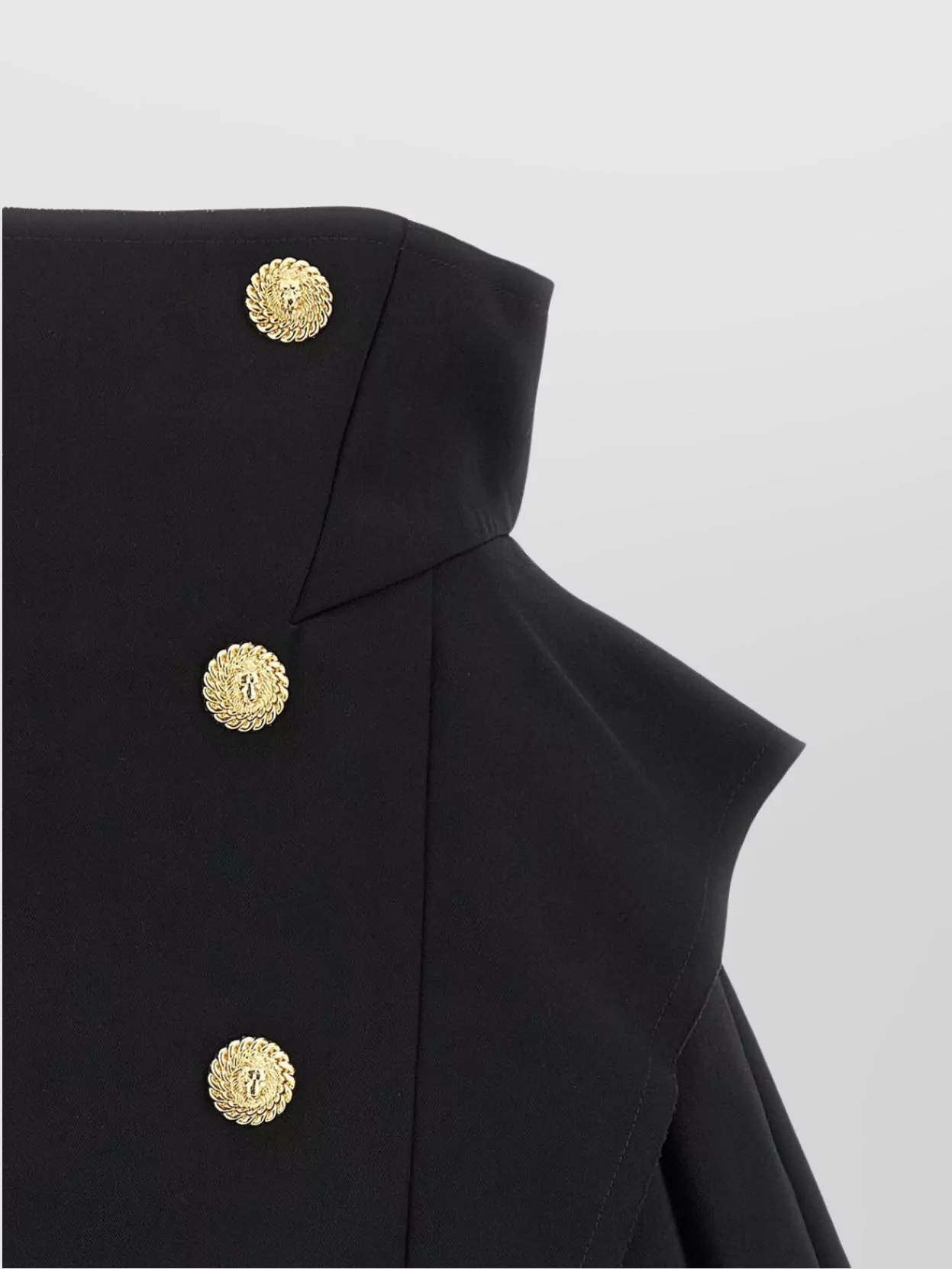 Balmain Button-embellished Pleated Grain De Poudre Wool Mini Skirt In Black