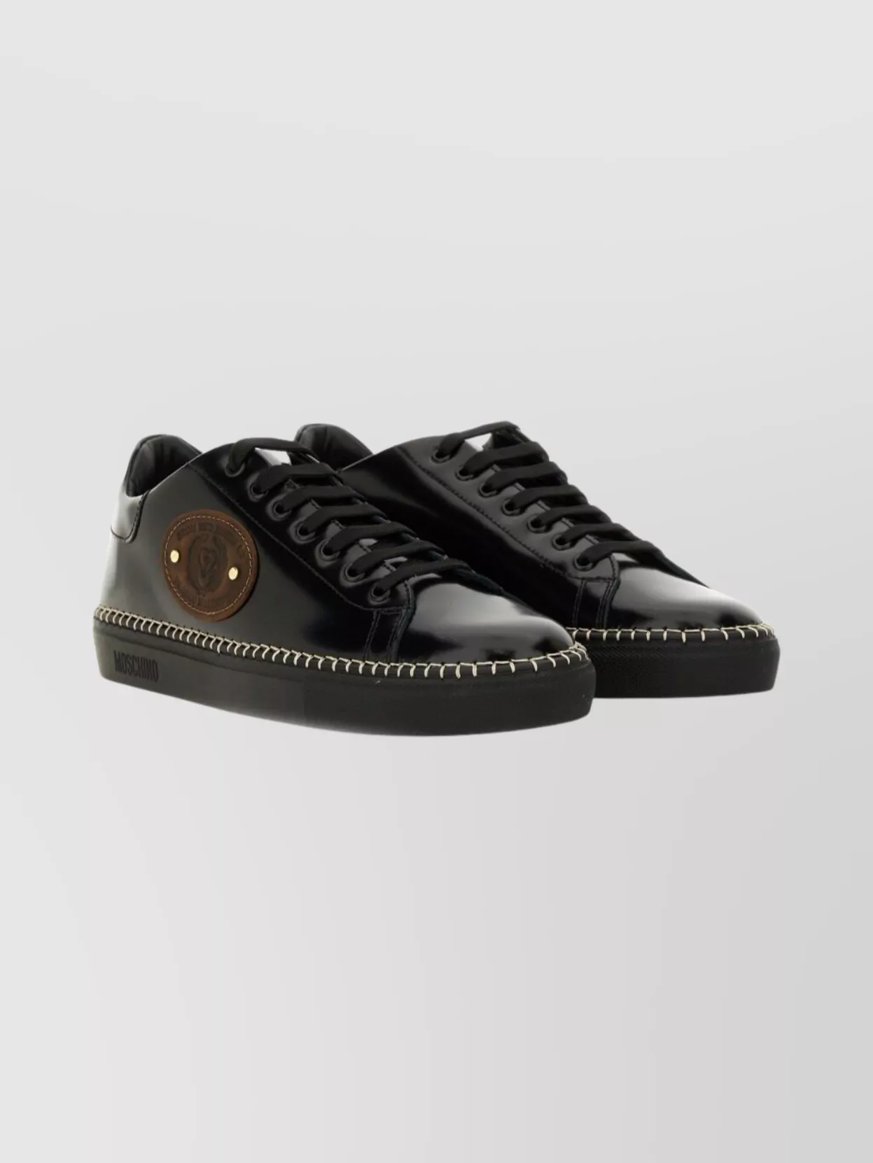 Moschino Round Toe Sneakers With Flat Sole And Stitching