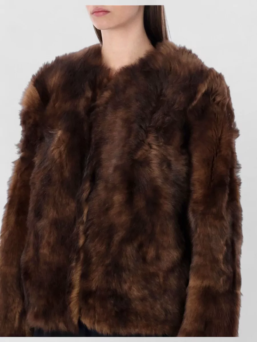 Zimmermann Shearling Jacket Straight Collarless Design