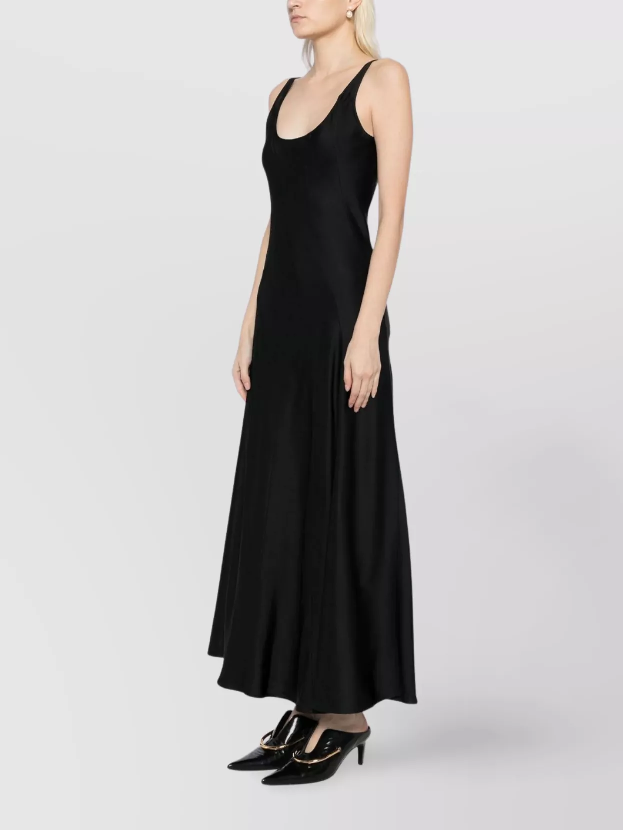 Jil Sander Long Dress With Fitted Bodice And Flared Skirt In Black