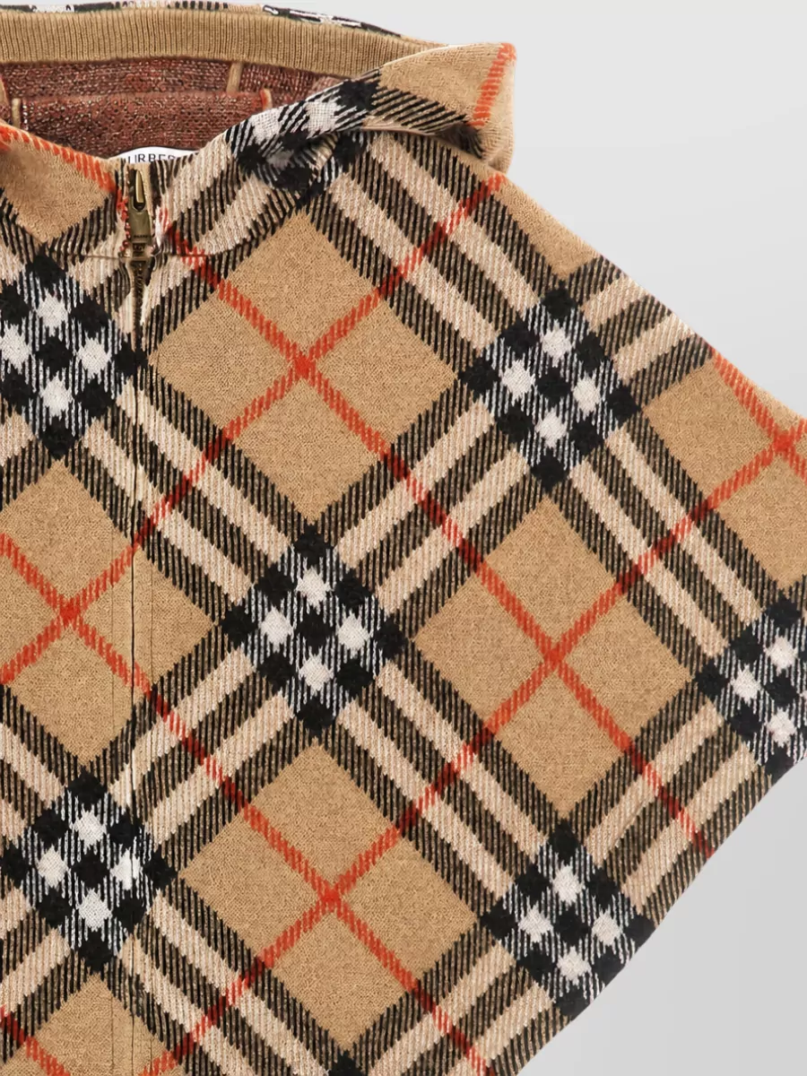 Burberry Checked Hooded Wool Cape