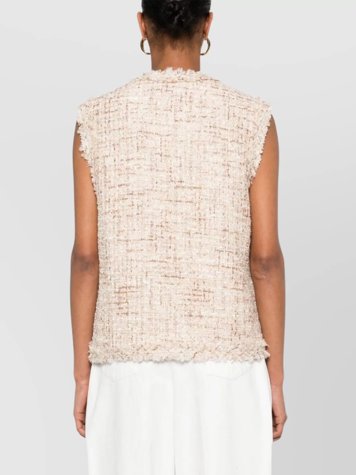 Iro Sleeveless Tweed Blazer Frayed Edges