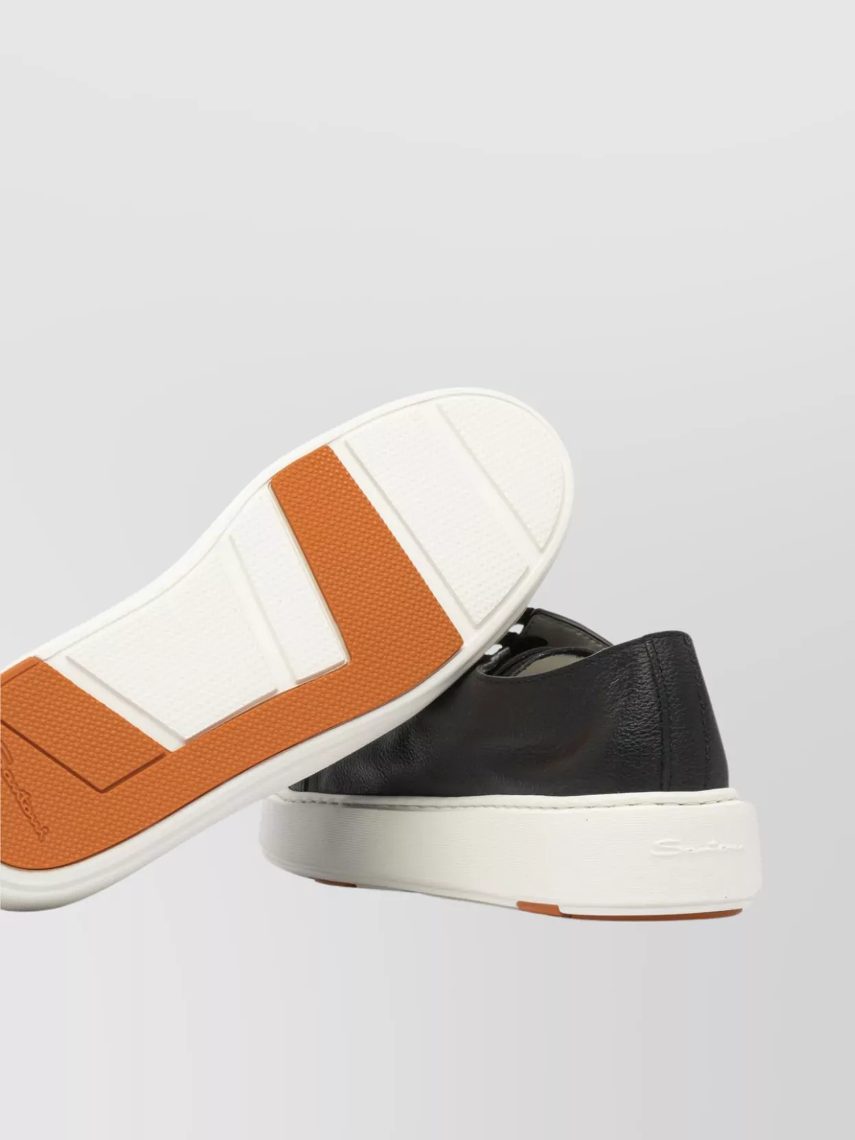 Santoni Low-top Round Toe Sneakers With Textured Sole In Black