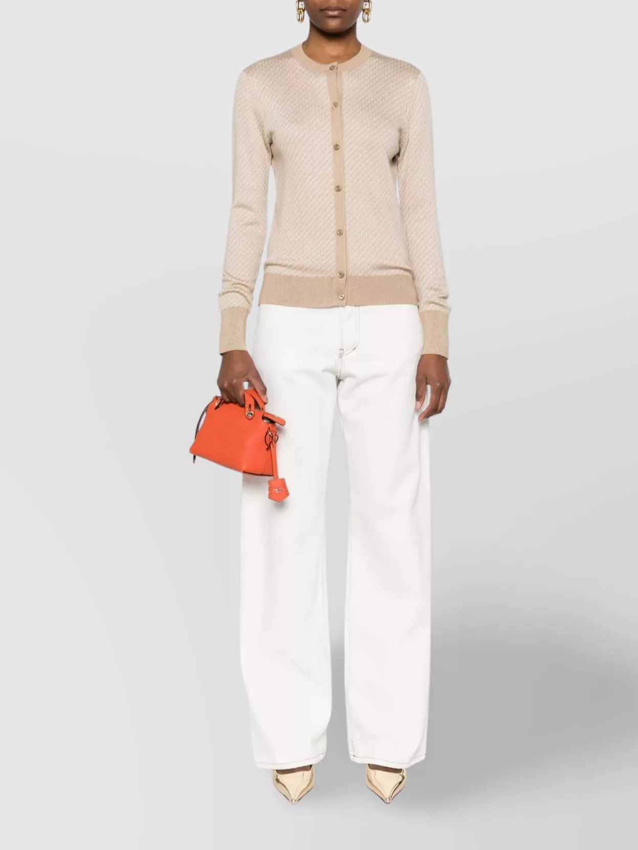 Fendi Jacquard Wool Silk Cardigan