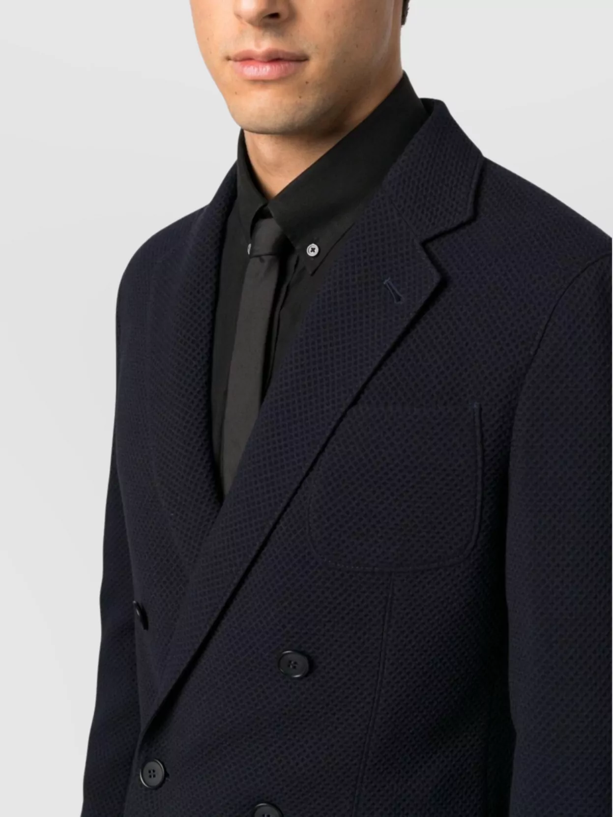Giorgio Armani Textured Jacket With Notch Lapels And Pockets