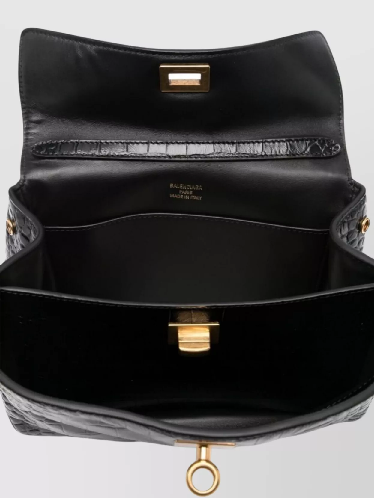 Balenciaga Crocodile Embossed Mini Leather Shoulder Bag