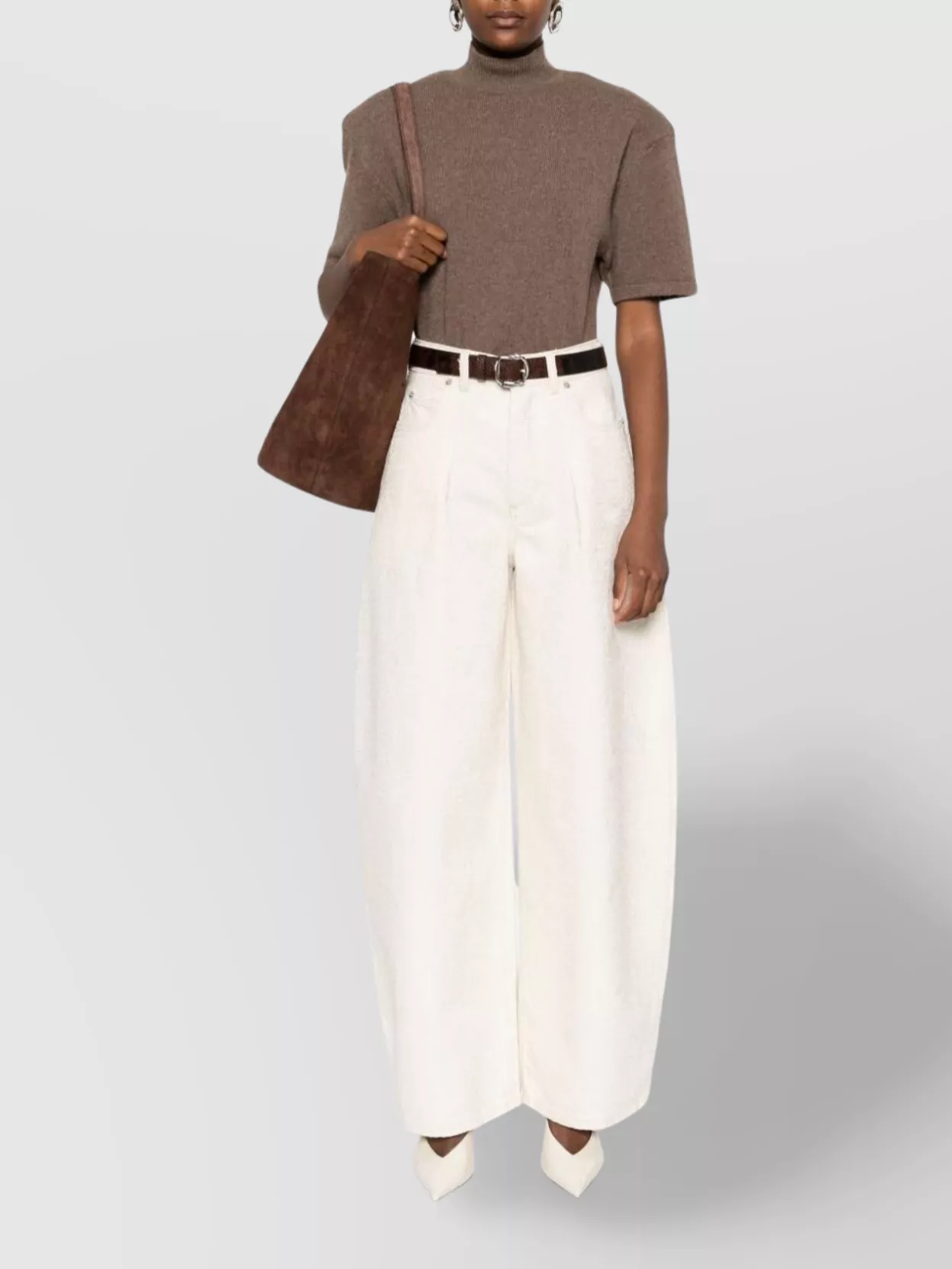 Jacquemus Short Sleeve Mock Neck Top With Shoulder Pads