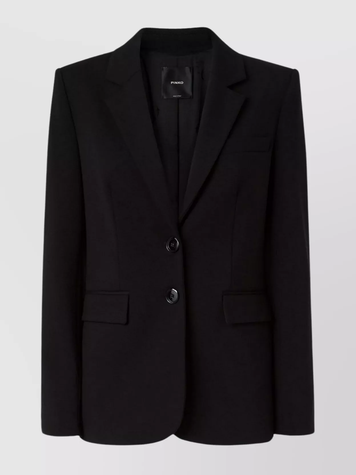 Pinko Single-breasted Blazer With Structured Shoulders In Black