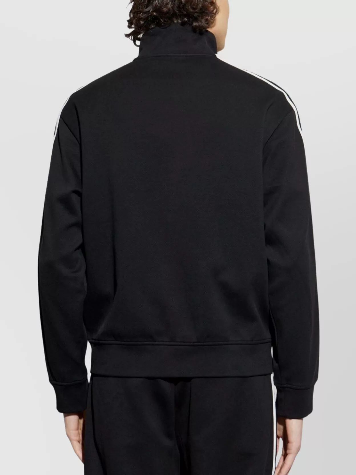 Emporio Armani Zippered High Collar Sweatshirt With Stripe Detailing