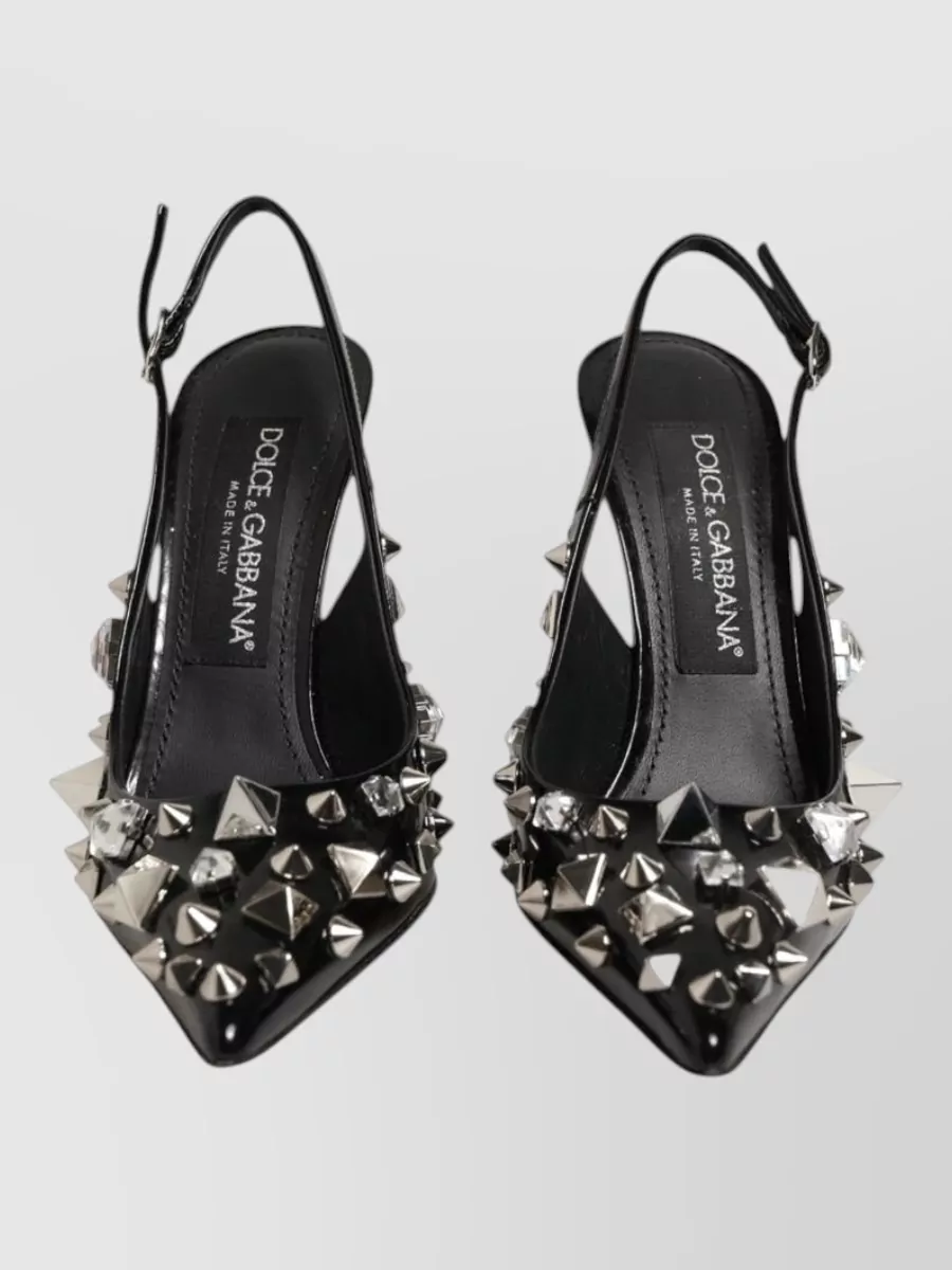 Dolce&Gabbana Studded Leather Slingback Pumps