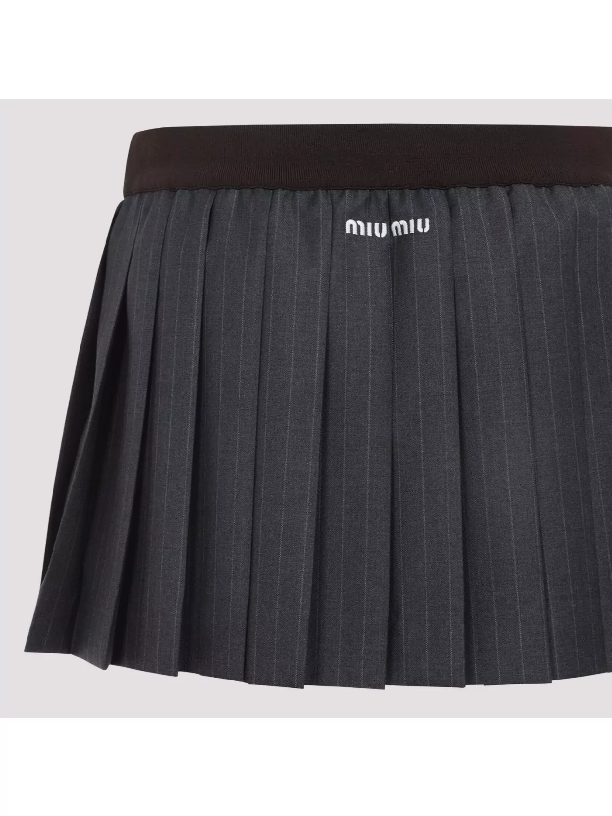 Miu Miu Pleated Mini Skirt In Soft Virgin Wool In Black