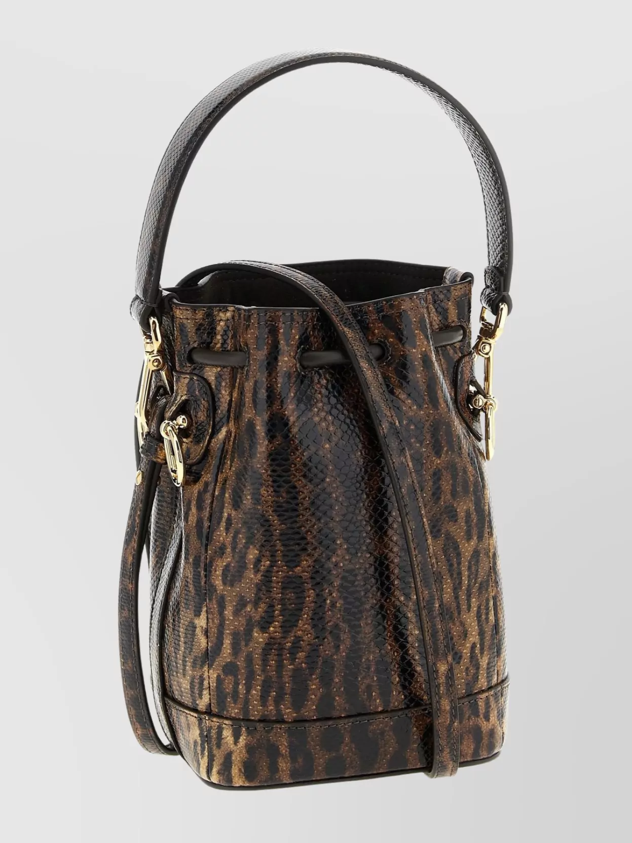 Fendi Mini Bucket Bag Animal Print In Brown