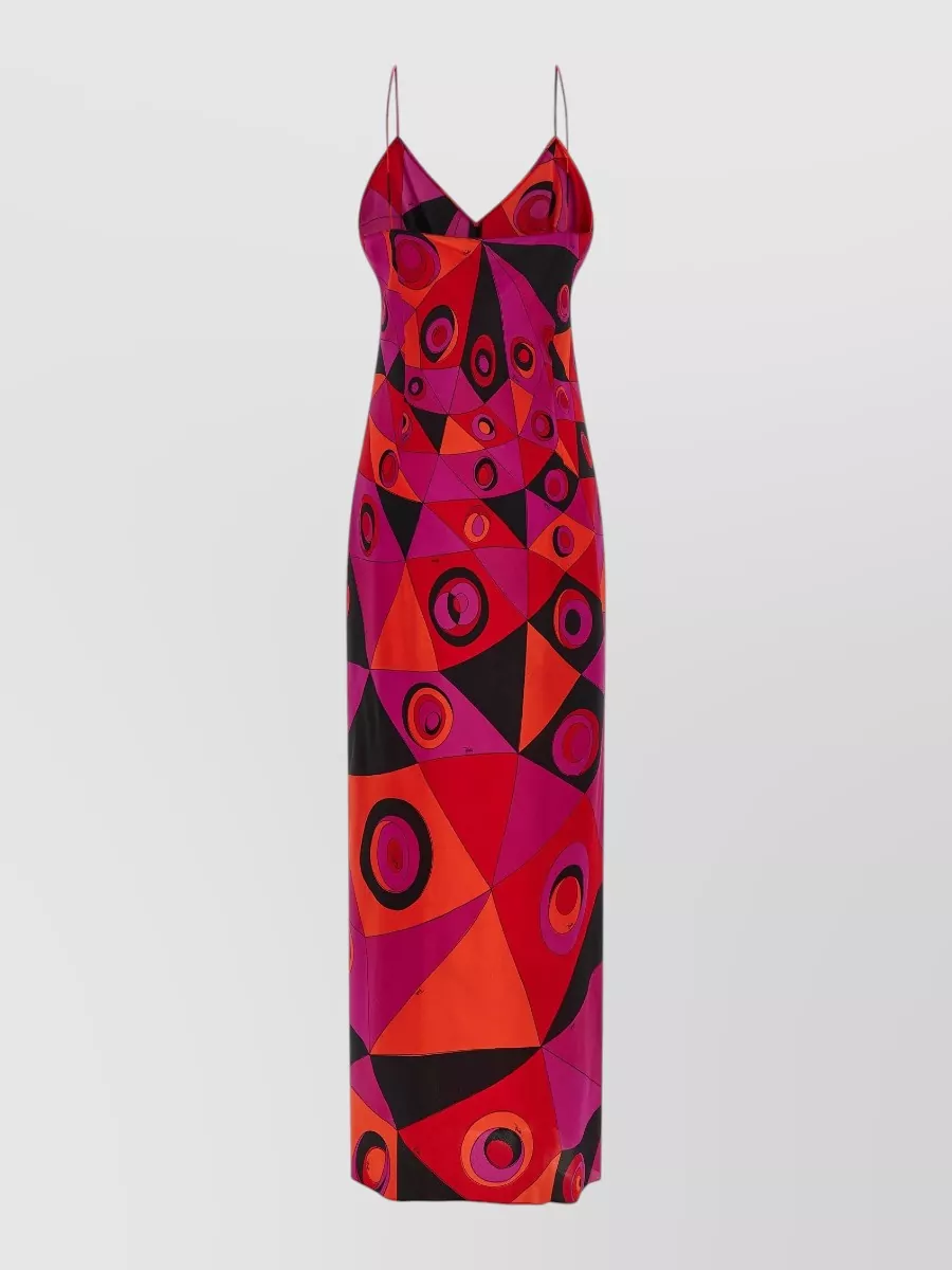 Pucci Silk Printed V-Neck Sleeveless Maxi Dress