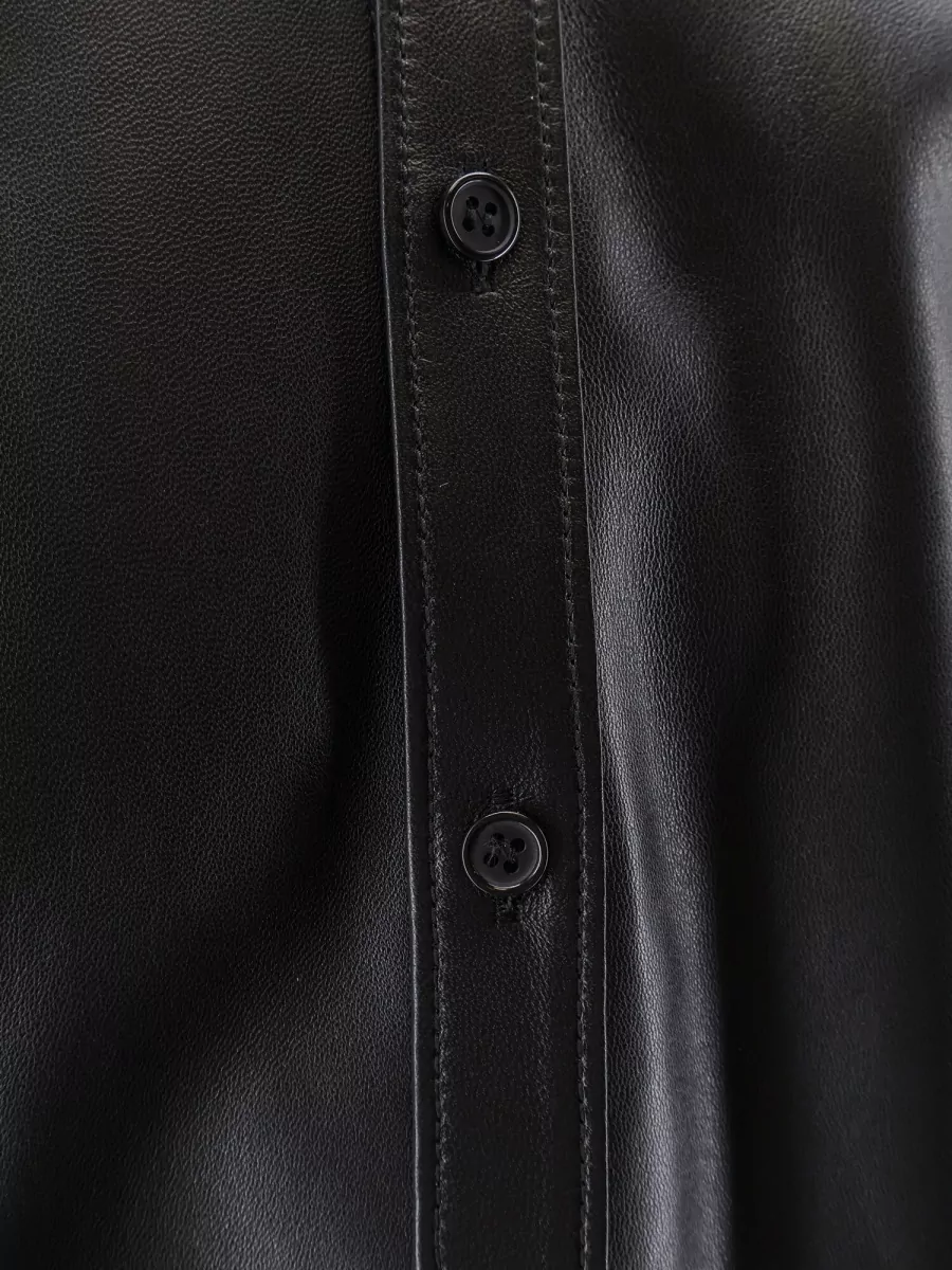Dolce&Gabbana Leather Button-Up Shirt Jacket