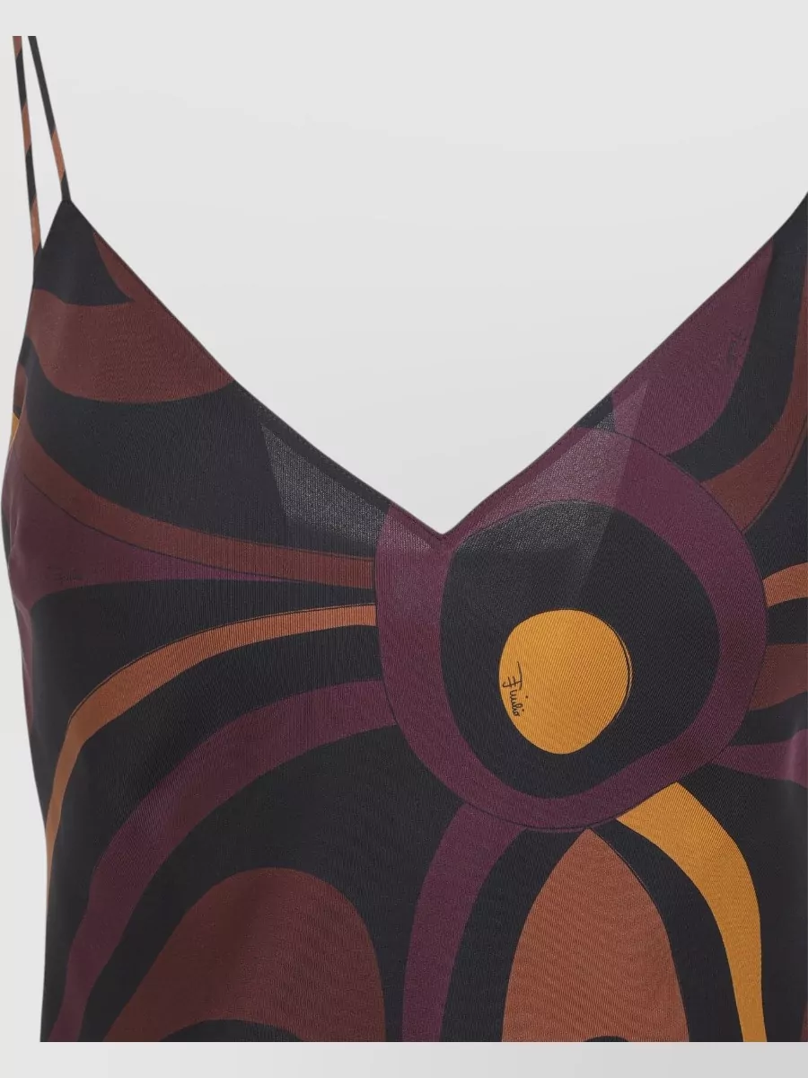Pucci Silk Printed Long Dress With Removable Shoulder Cape