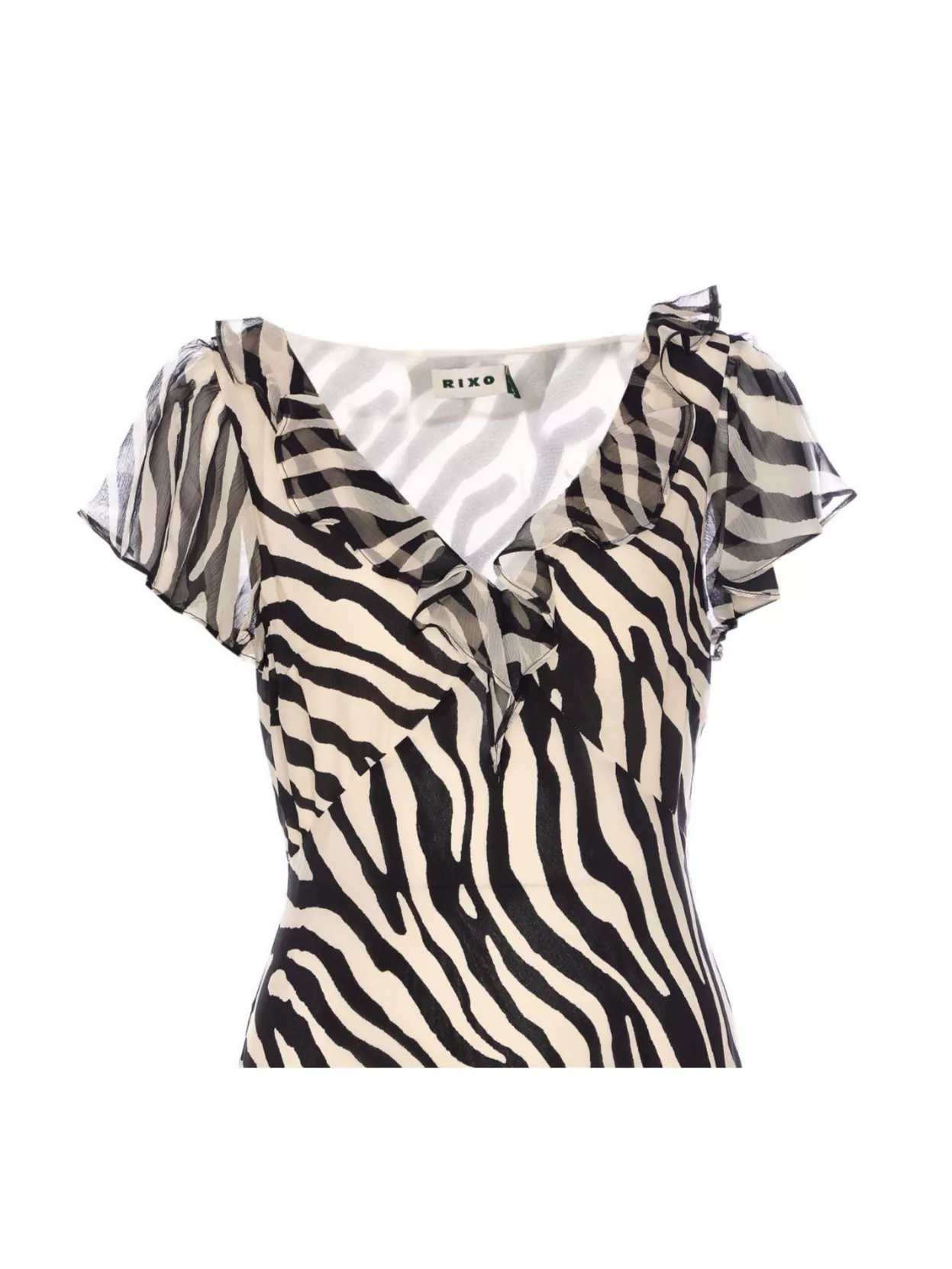 Shop Rixo London Zebra Print V-neck Knee Length Dress