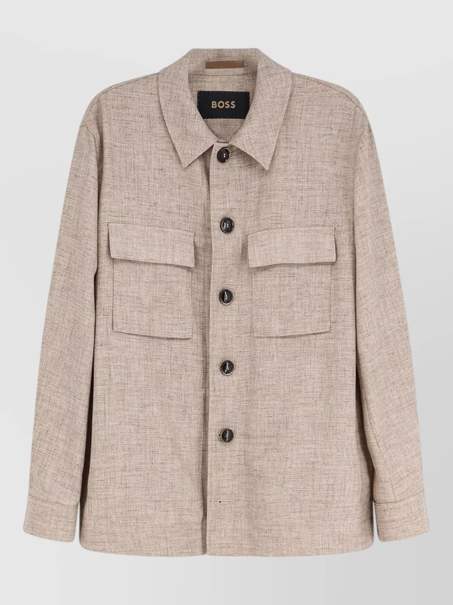 Boss Virgin wool silk linen shirt jacket