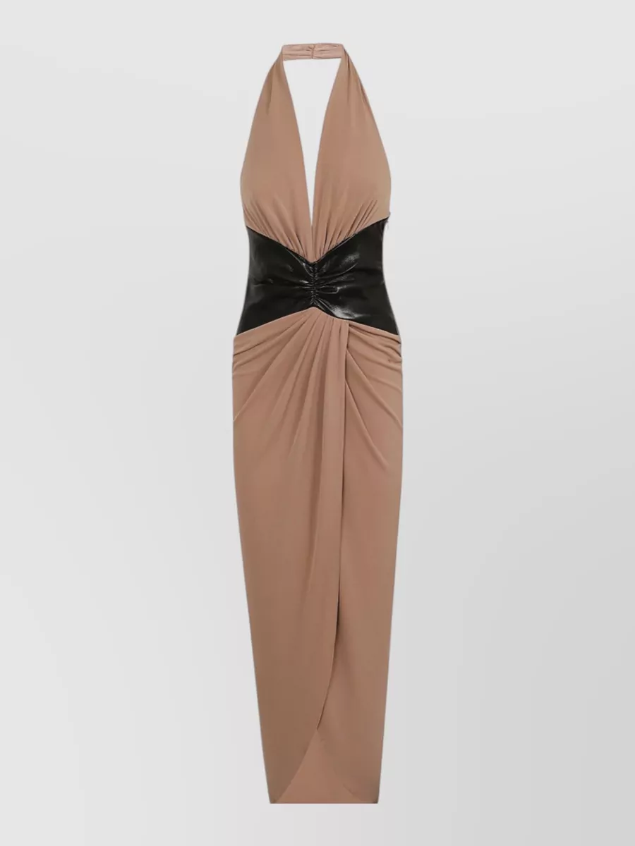 The Andamane Vegan Leather Detailed Maxi Dress