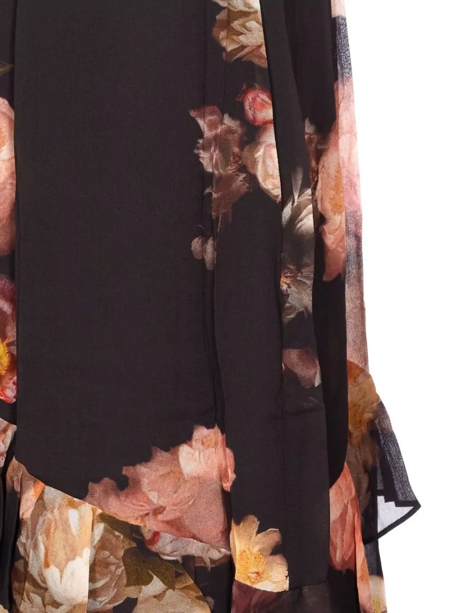 Zimmermann Floral Asymmetric Ruffled Midi Skirt