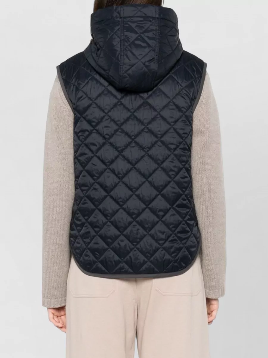 Brunello Cucinelli Hooded Nylon Down Gilet Front Pockets